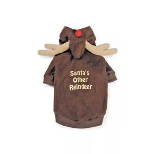 Santa's Reindeer Dog Christmas Sweater Winter Hoodies Warm Two Legged XS Brown